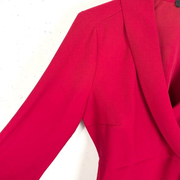 J.Crew Drapey Faux Wrap Crepe Blouse V-Neck Button Cuffs Peplum Red Size 4 - Picture 9 of 13